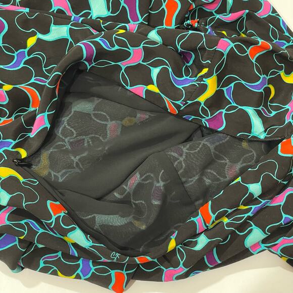 STAUD Milla Puff-Sleeve Midi-Dress - Black Abstract Wave - 4 - Picture 10 of 15